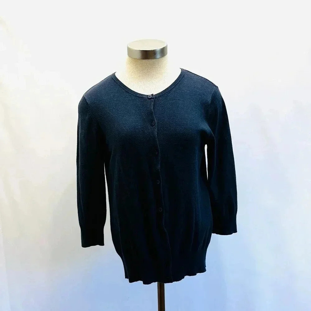 ABOUND Women 3/4 Sleeve Open Front Blue Cardigan Blue Sweater Size Extra Large